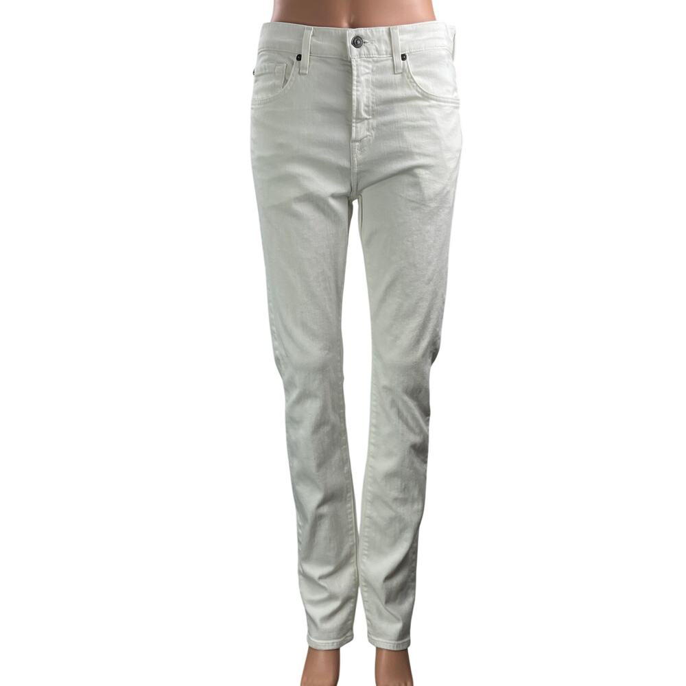 7 For All Mankind Luxe Performance White Slim Straight Denim Jeans Pants Size 29